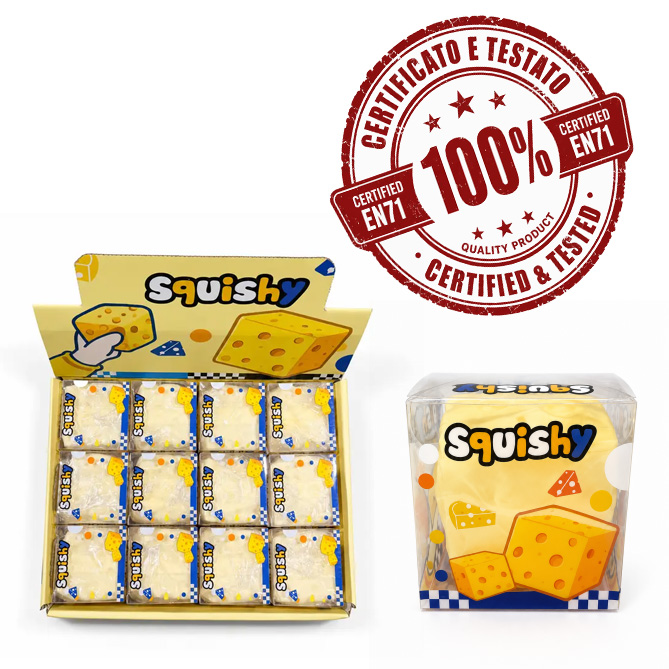 SQUISHY Cheese (Formaggio coi Buchi in Silicone) 6cm In espo da 12pz…x12…x96